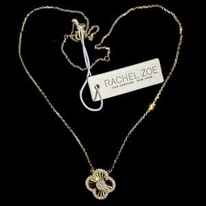 *SOLD* NWT Rachel Zoe | CZ 18K Gold Plated Sterling Silver Clover Necklace